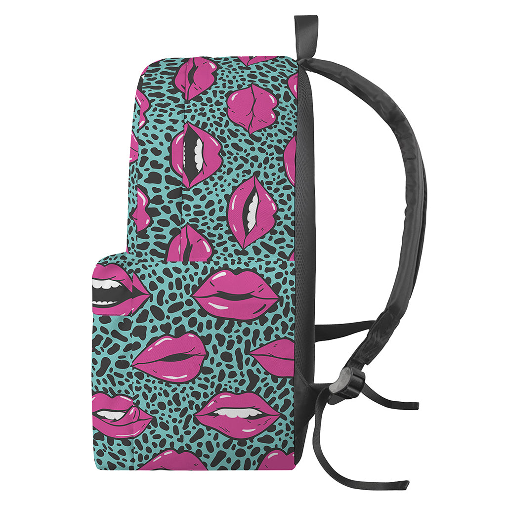 Purple Lips Pattern Print Backpack