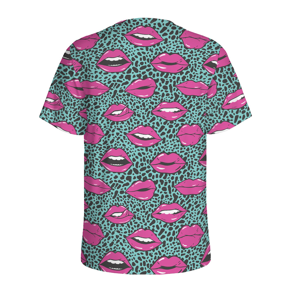 Purple Lips Pattern Print Men's Sports T-Shirt