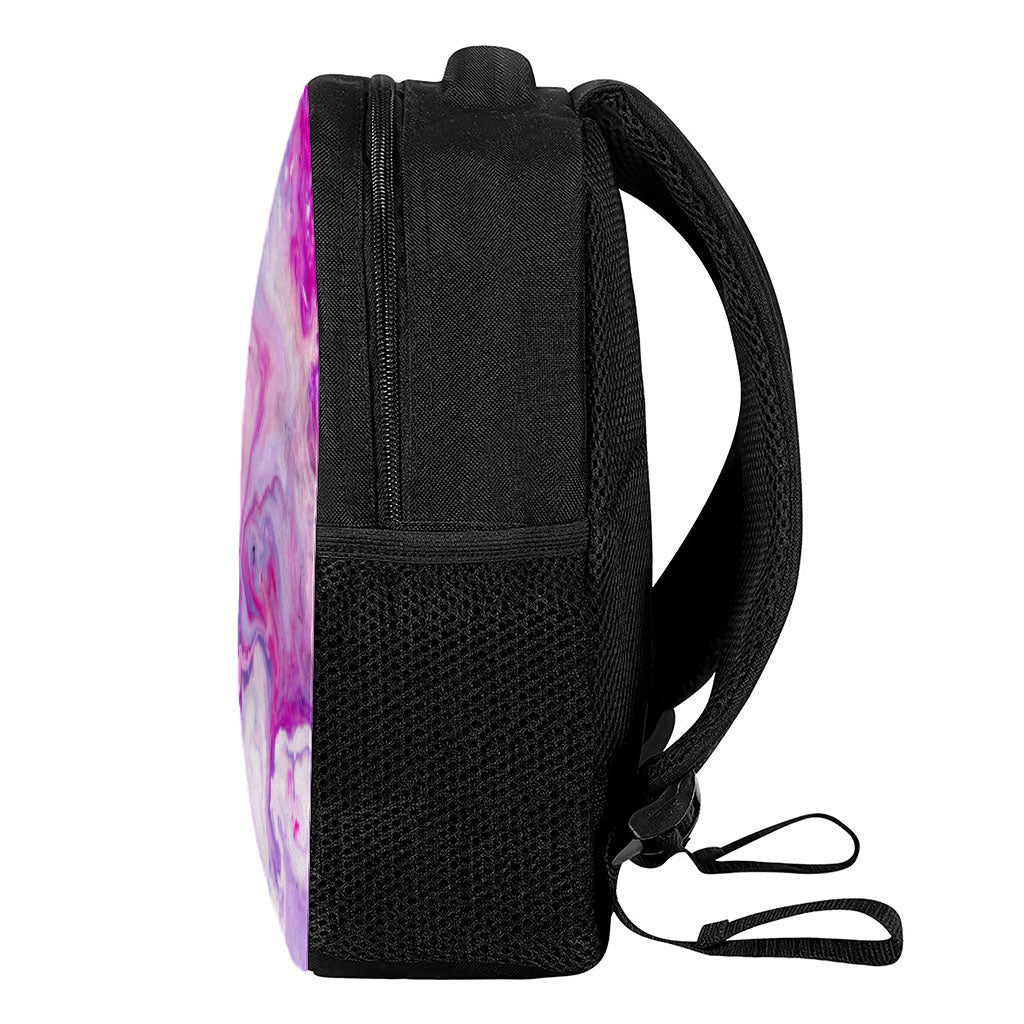 Purple Liquid Marble Print Casual Backpack