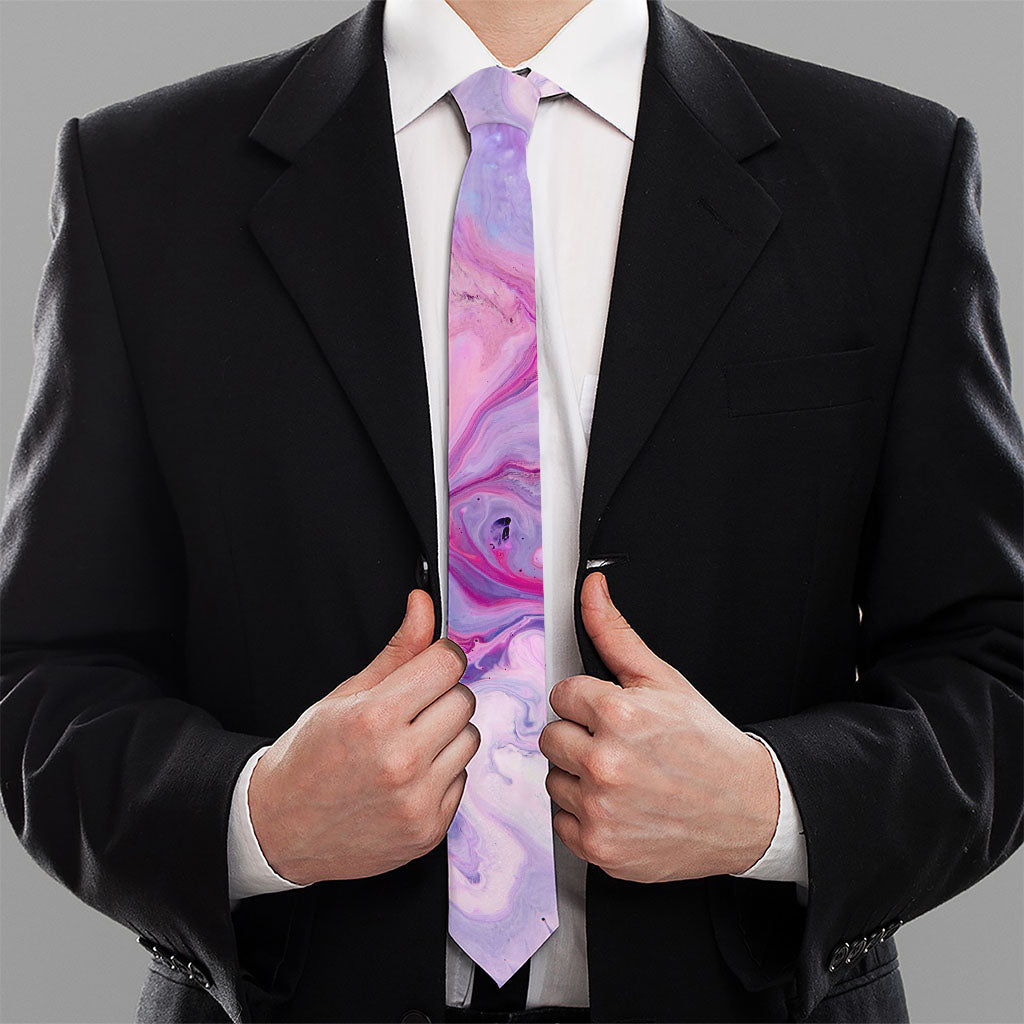 Purple Liquid Marble Print Necktie