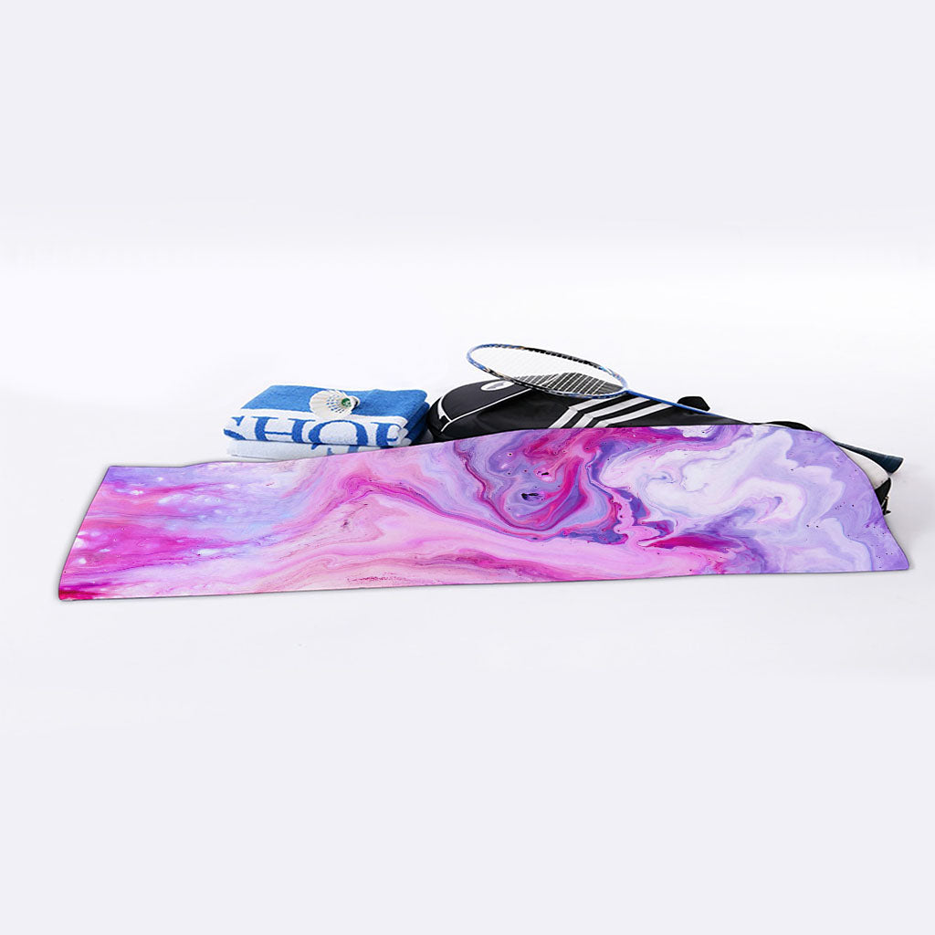 Purple Liquid Marble Print Sports Towel