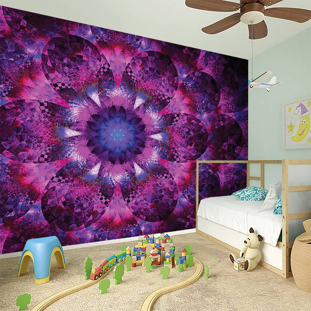Purple Mandala Flower Print Wall Sticker