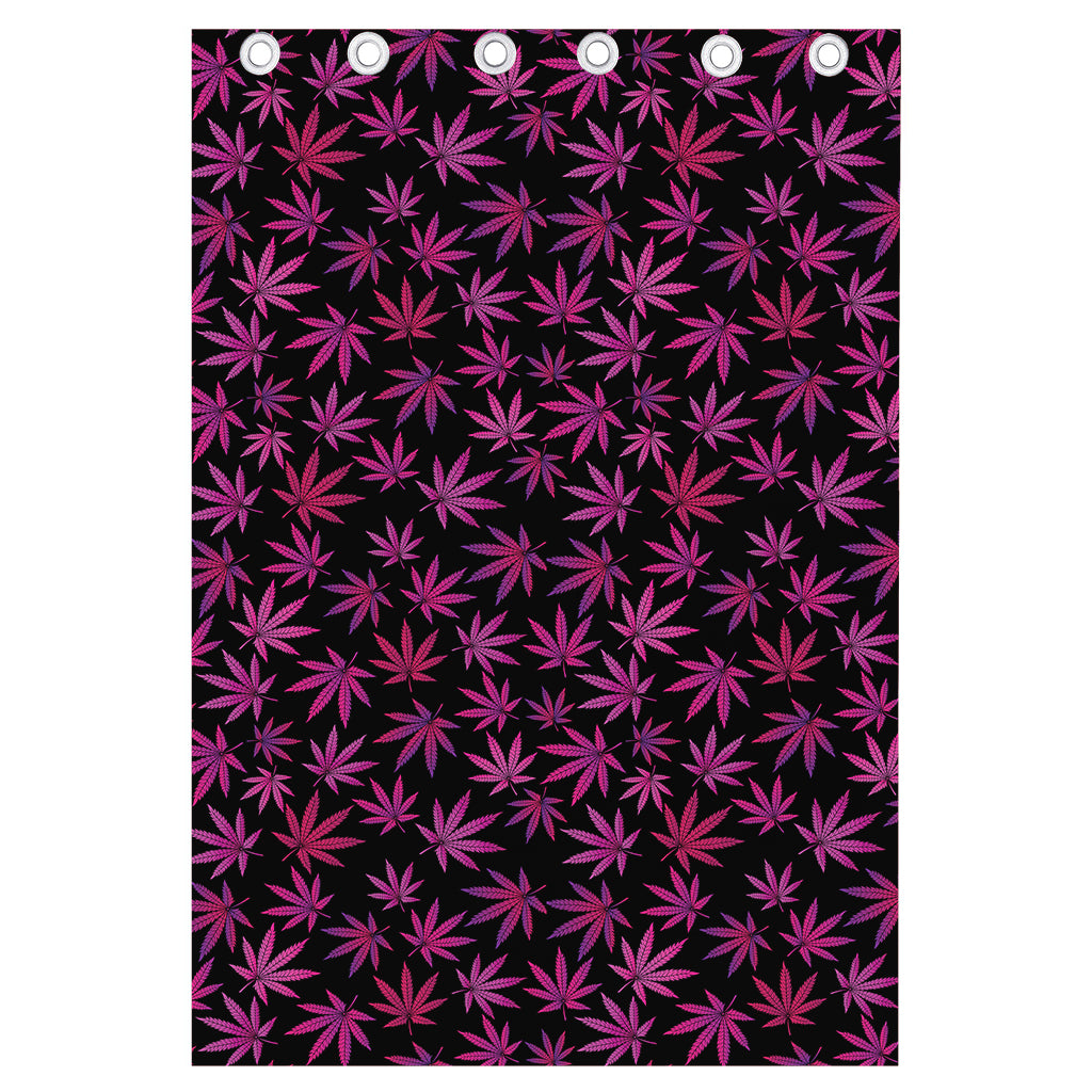 Purple Marijuana Leaf Pattern Print Curtain