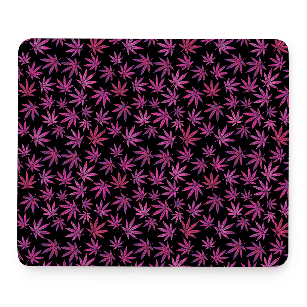 Purple Marijuana Leaf Pattern Print Mouse Pad