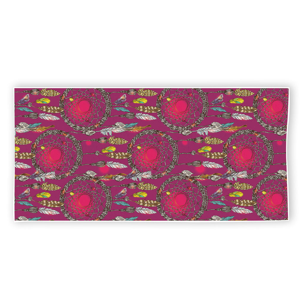Purple Native Dream Catcher Print Beach Towel