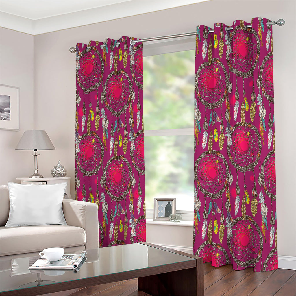 Purple Native Dream Catcher Print Extra Wide Grommet Curtains