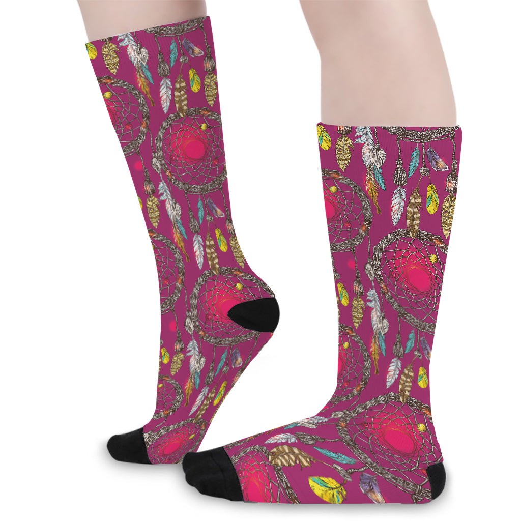 Purple Native Dream Catcher Print Long Socks