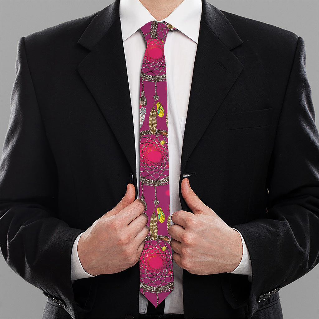 Purple Native Dream Catcher Print Necktie