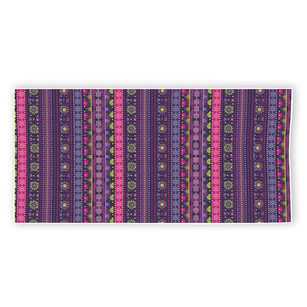 Purple Native Tribal Pattern Print Beach Towel