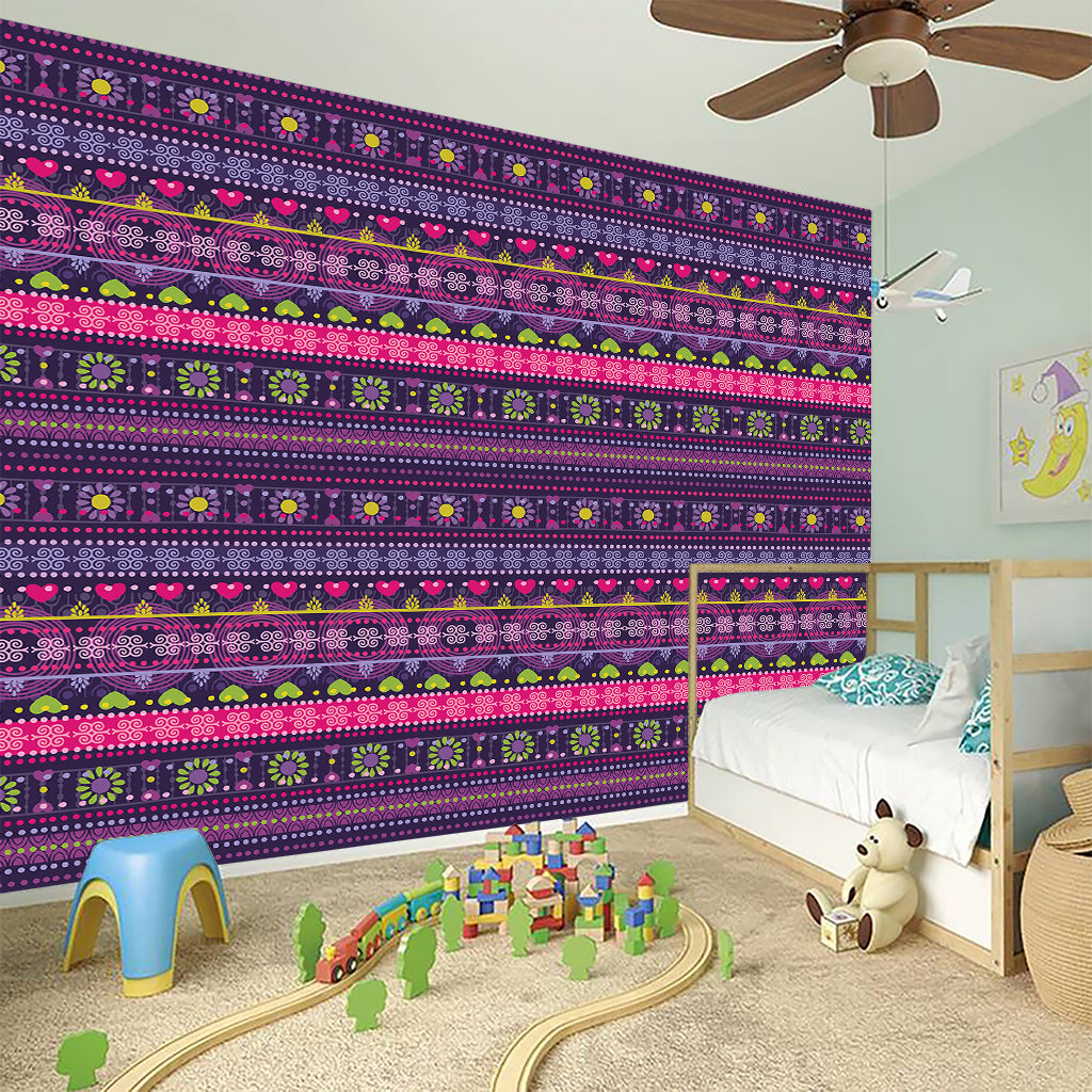 Purple Native Tribal Pattern Print Wall Sticker