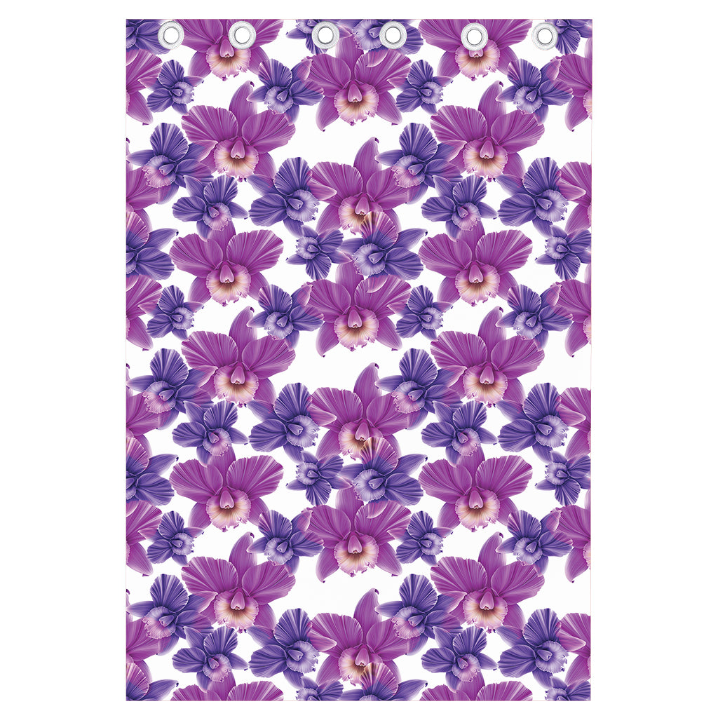 Purple Orchid Flower Pattern Print Curtain