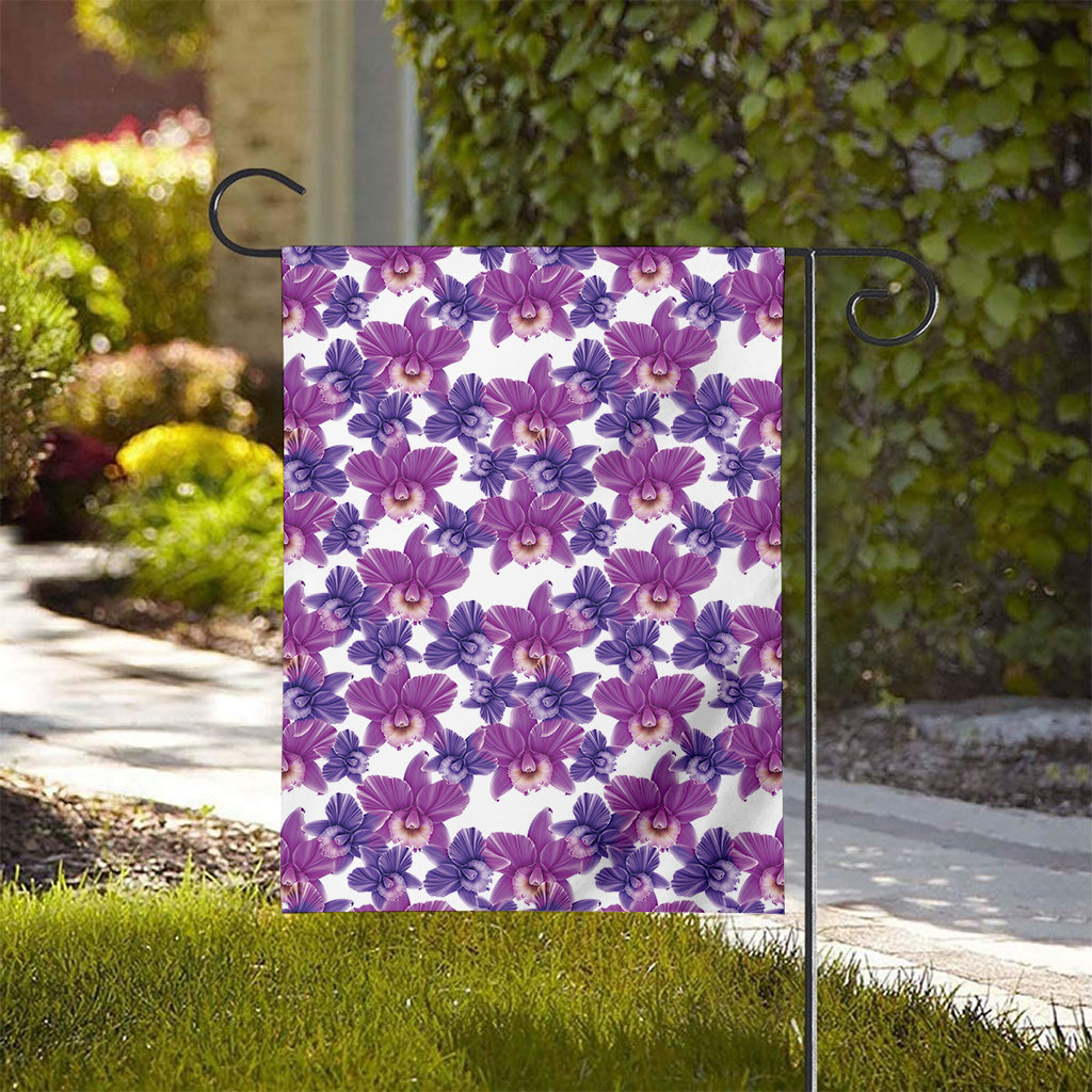 Purple Orchid Flower Pattern Print House Flag
