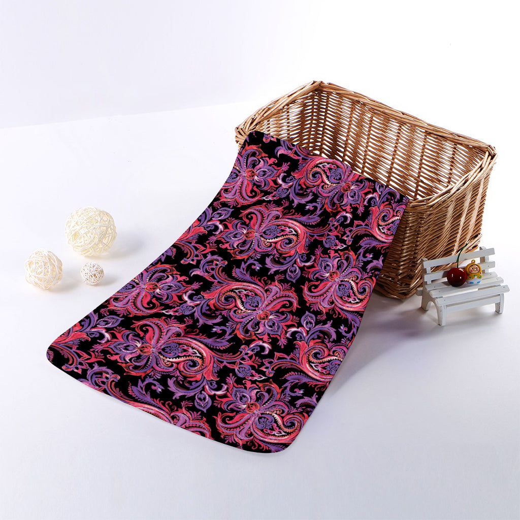 Purple Paisley Pattern Print Towel