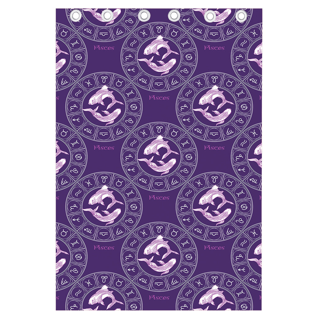 Purple Pisces Zodiac Pattern Print Curtain