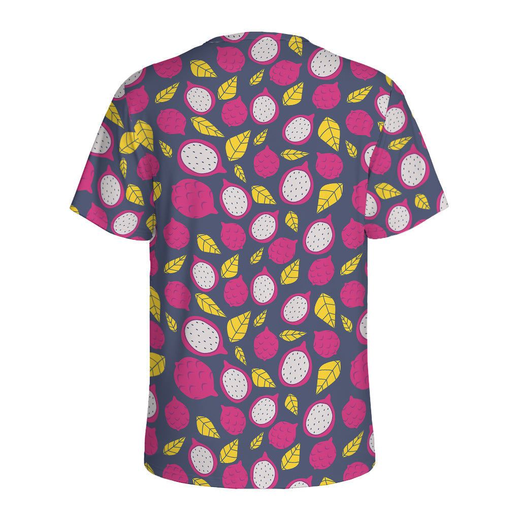 Purple Pitaya Pattern Print Men's Sports T-Shirt