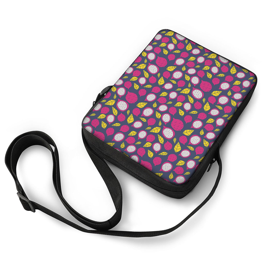 Purple Pitaya Pattern Print Rectangular Crossbody Bag