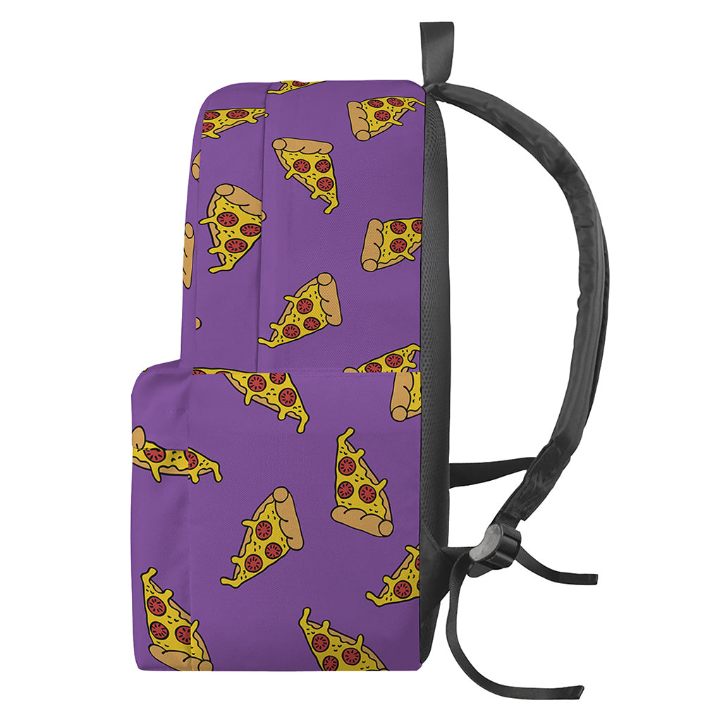 Purple Pizza Pattern Print Backpack