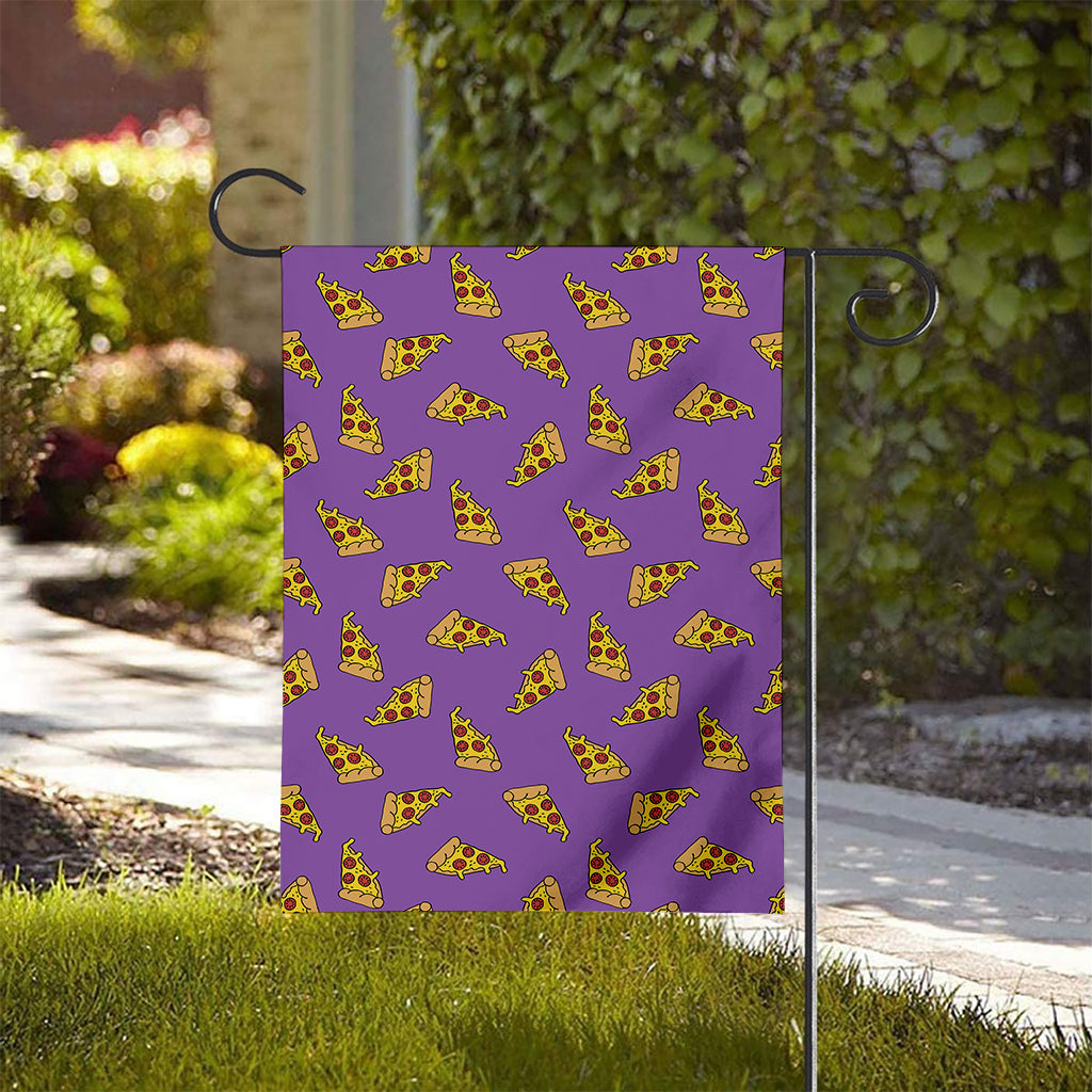 Purple Pizza Pattern Print House Flag