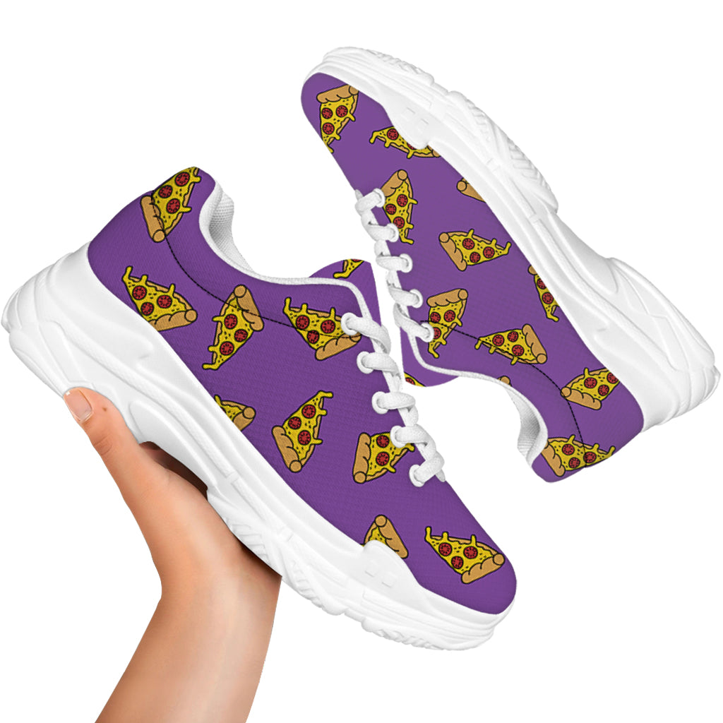 Purple Pizza Pattern Print White Chunky Shoes