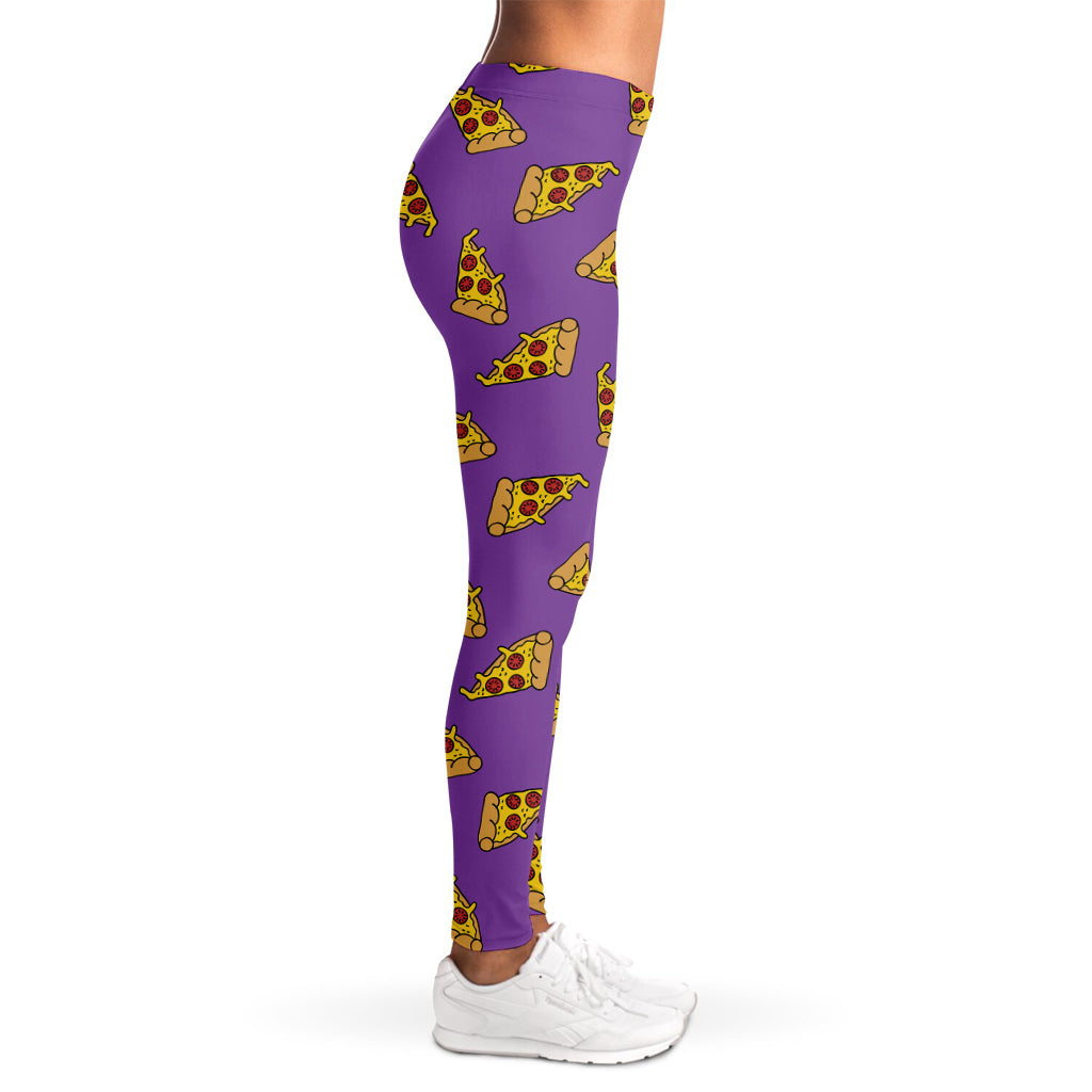 Purple Pizza Pattern Print Women's Leggings
