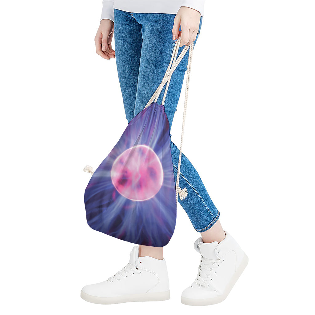Purple Plasma Ball Print Drawstring Bag