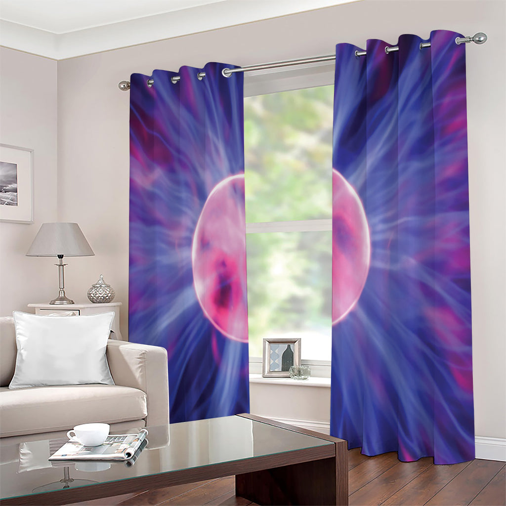 Purple Plasma Ball Print Extra Wide Grommet Curtains