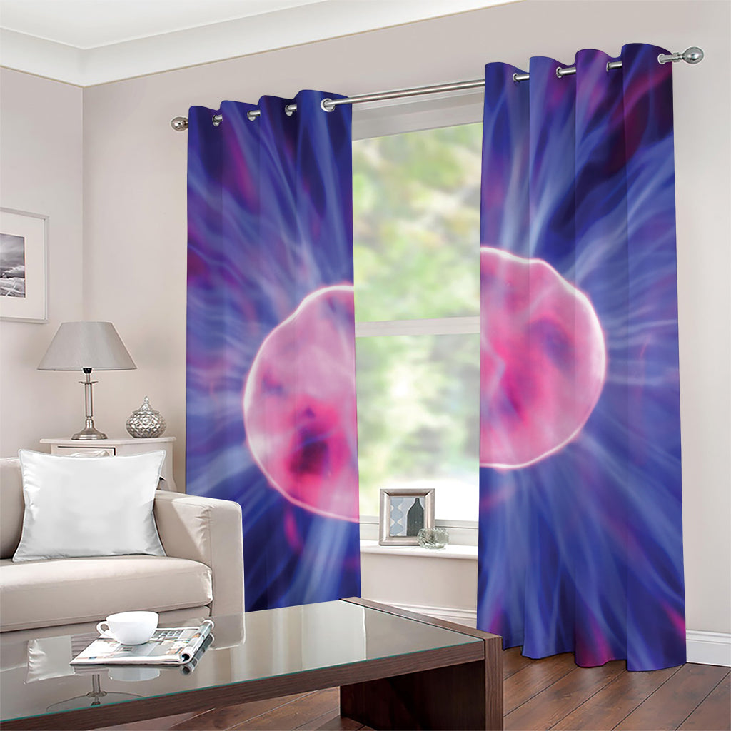 Purple Plasma Ball Print Grommet Curtains