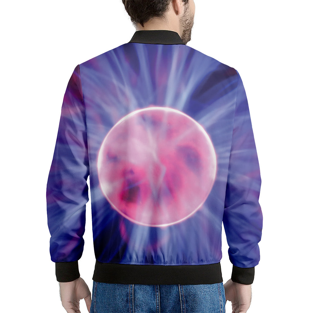 Purple Plasma Ball Print Men's Bomber Jacket