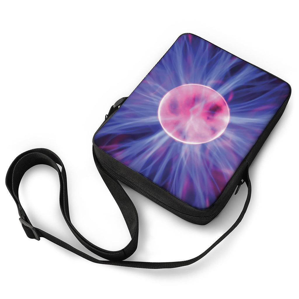 Purple Plasma Ball Print Rectangular Crossbody Bag