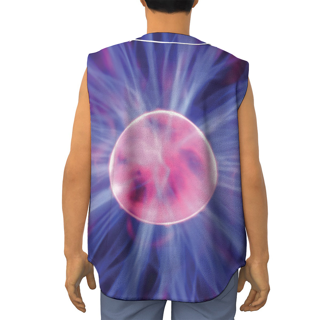 Purple Plasma Ball Print Sleeveless Baseball Jersey