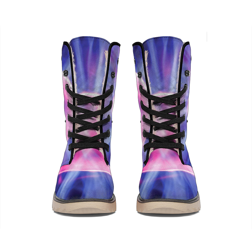 Purple Plasma Ball Print Winter Boots