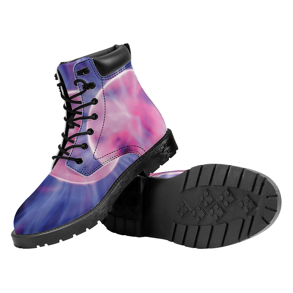 Purple Plasma Ball Print Work Boots