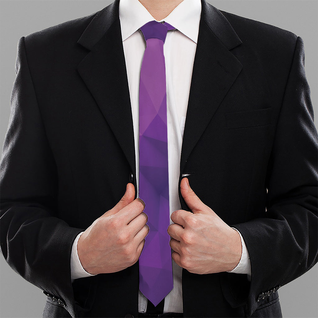 Purple Polygonal Geometric Print Necktie