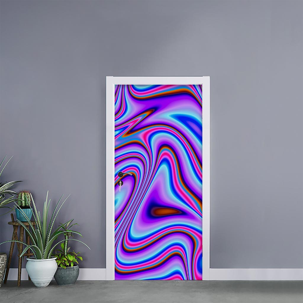 Purple Psychedelic Trippy Print Door Sticker
