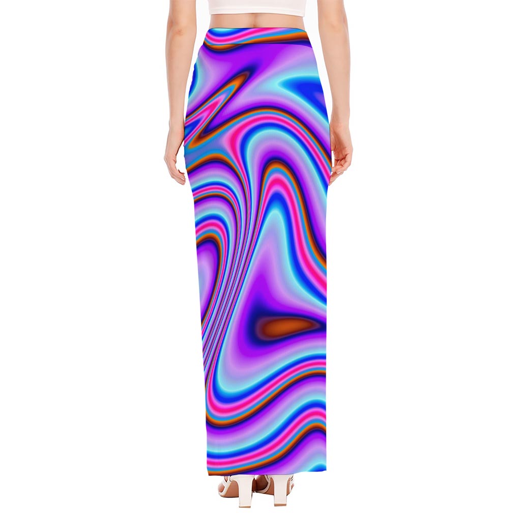 Purple Psychedelic Trippy Print High Slit Maxi Skirt