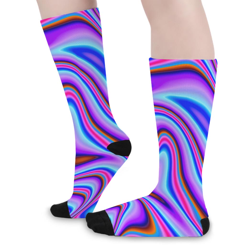Purple Psychedelic Trippy Print Long Socks