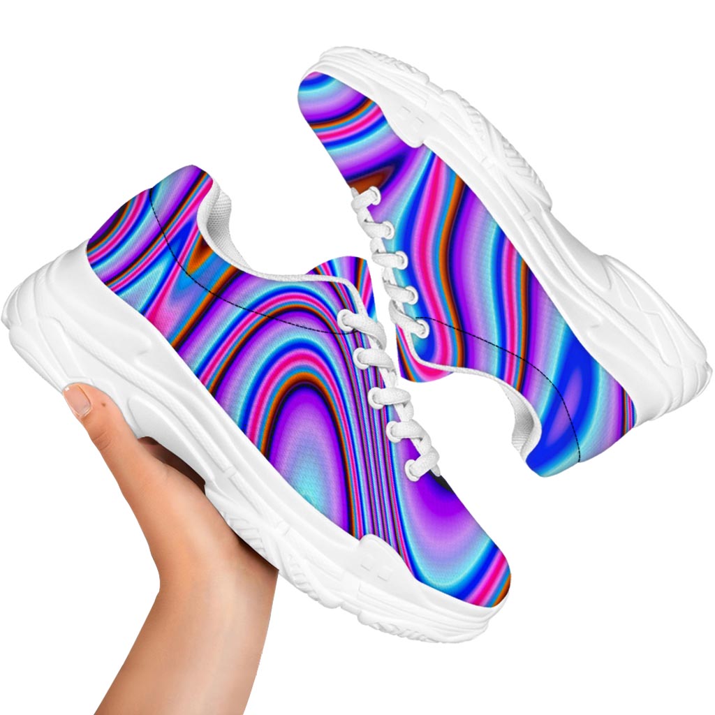 Purple Psychedelic Trippy Print White Chunky Shoes