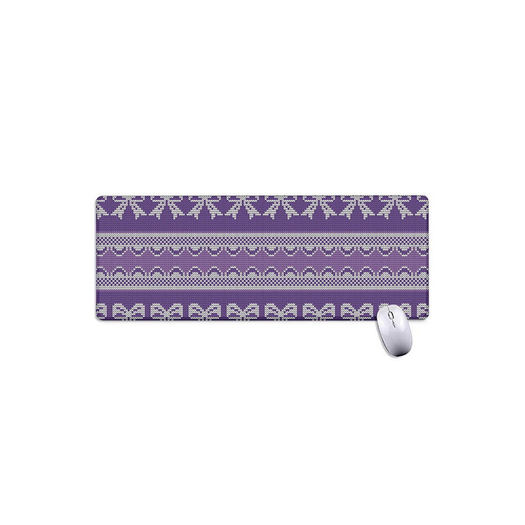 Purple Ribbon Knitted Pattern Print Extended Mouse Pad
