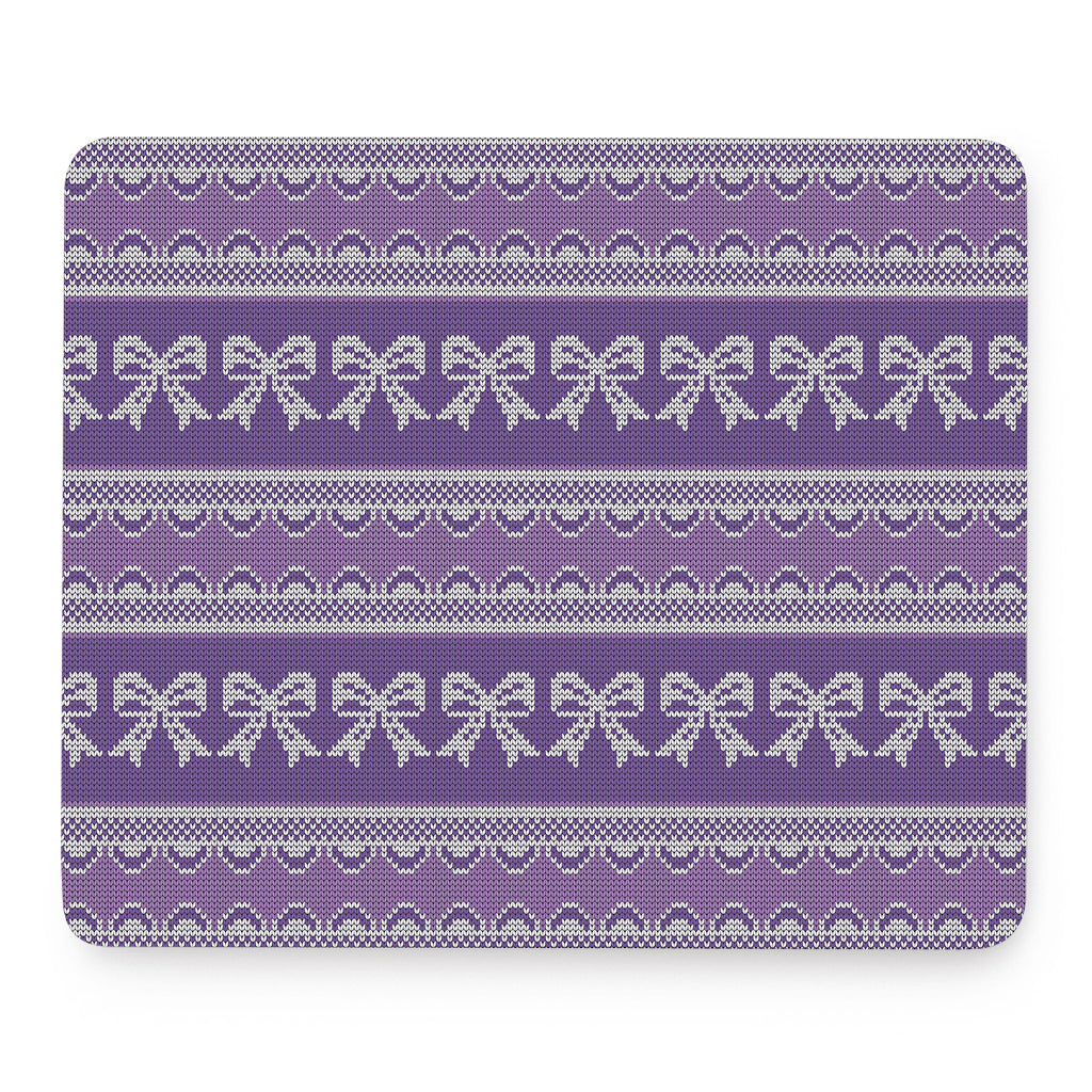 Purple Ribbon Knitted Pattern Print Mouse Pad