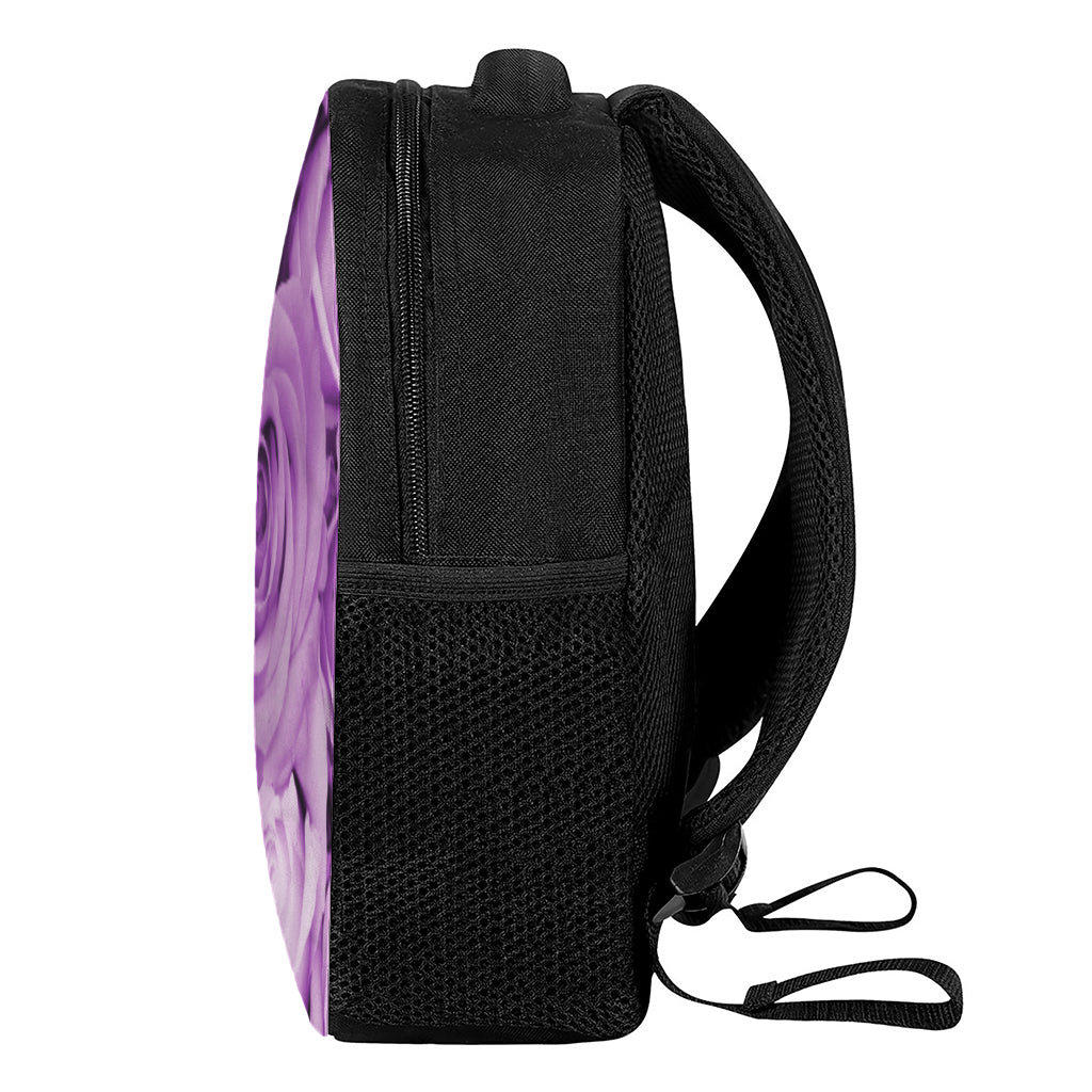 Purple Rose Print Casual Backpack