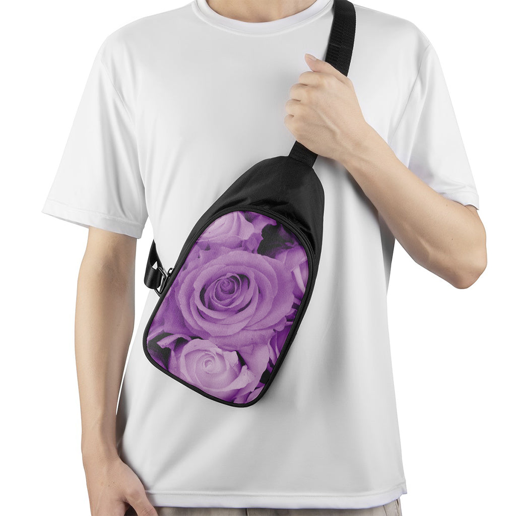 Purple Rose Print Chest Bag
