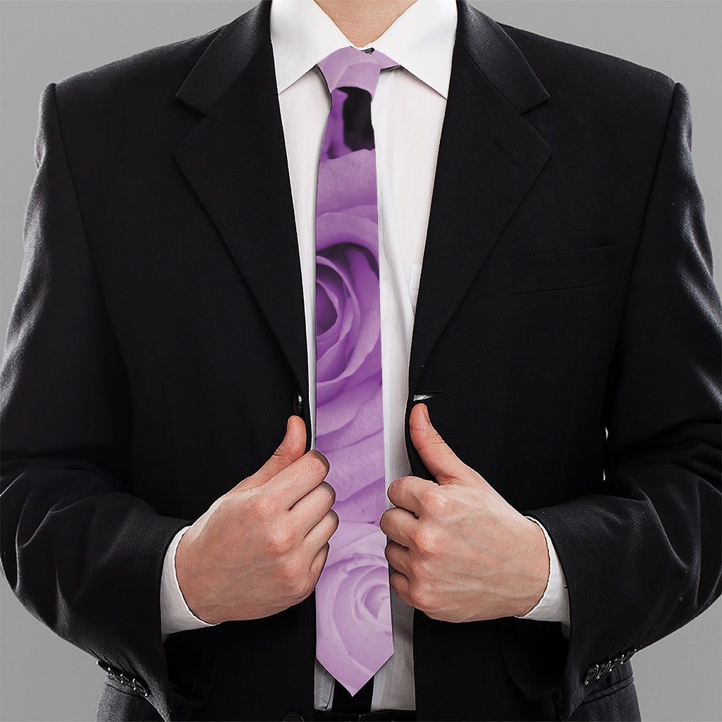 Purple Rose Print Necktie