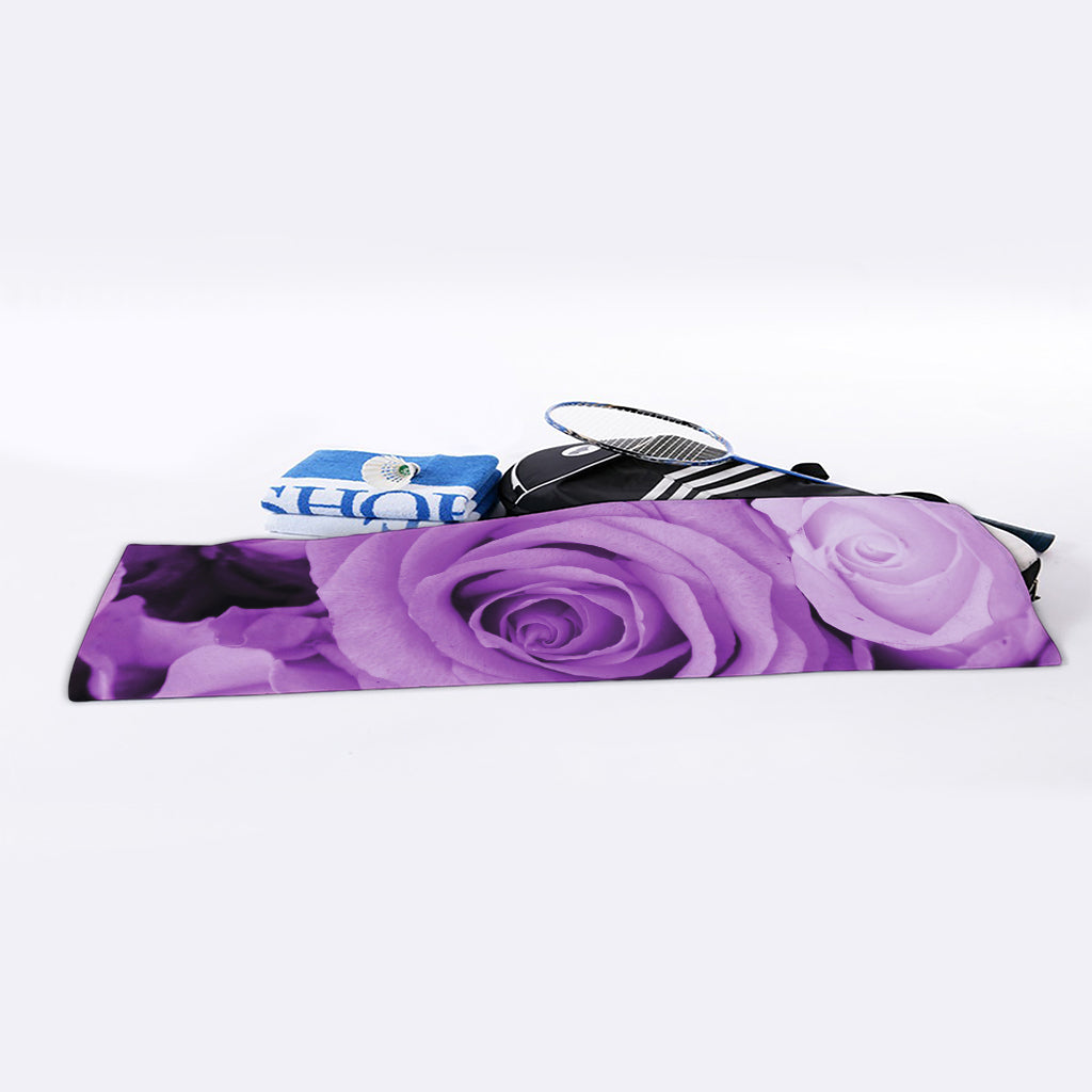 Purple Rose Print Sports Towel