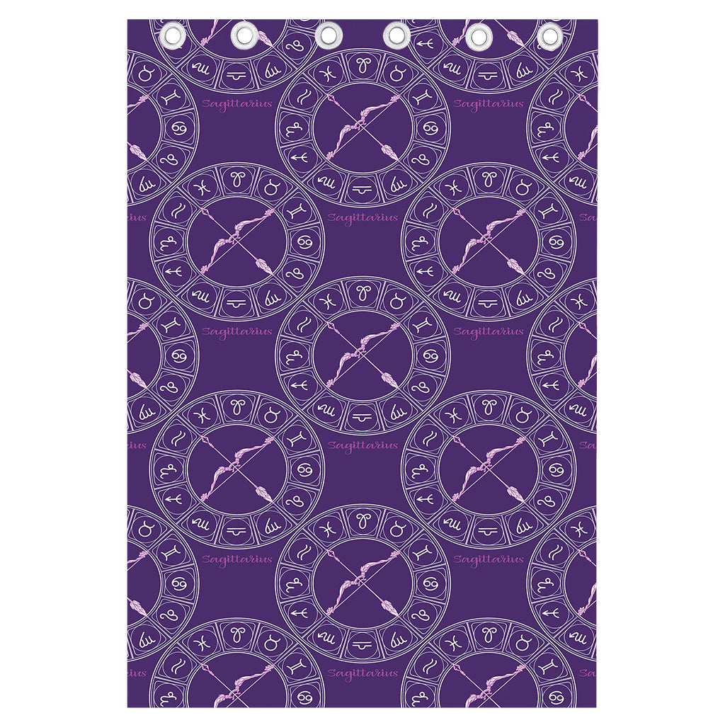 Purple Sagittarius Zodiac Pattern Print Curtain