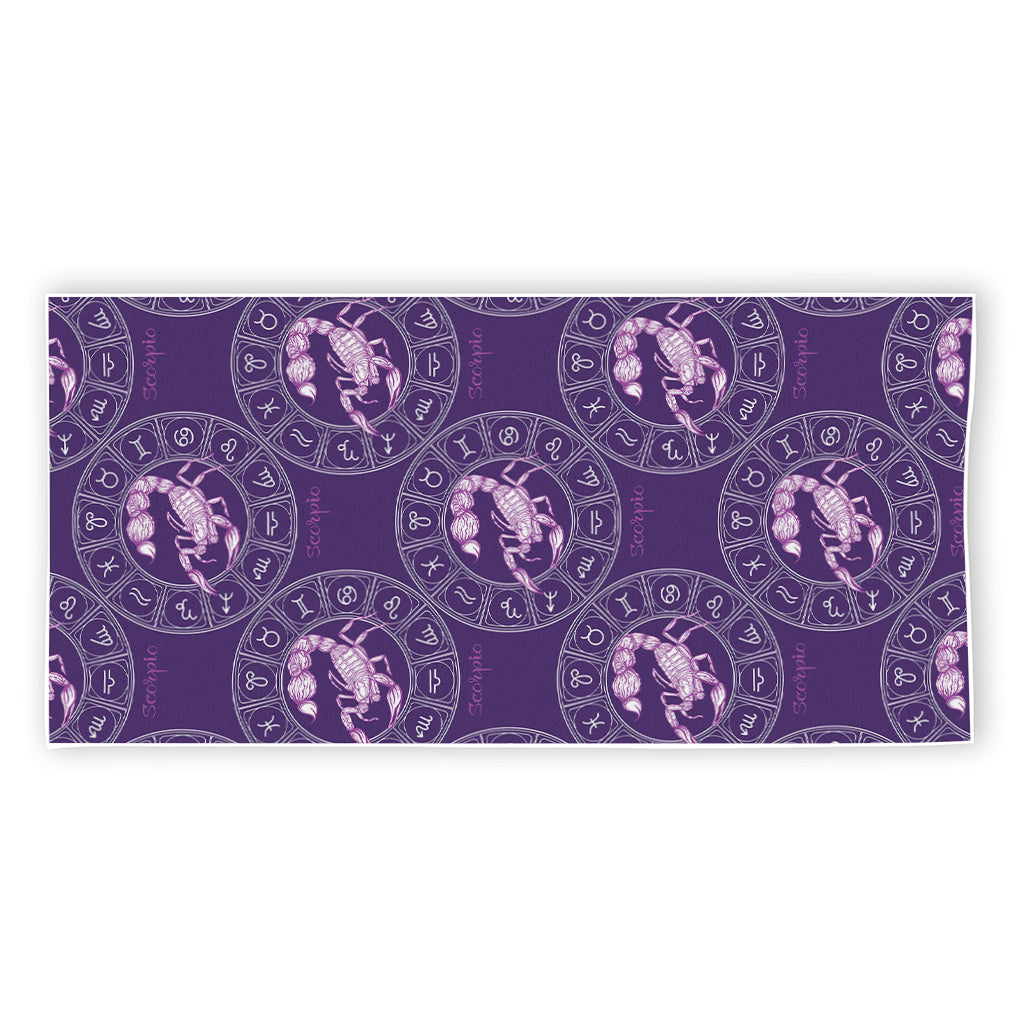 Purple Scorpio Zodiac Pattern Print Beach Towel