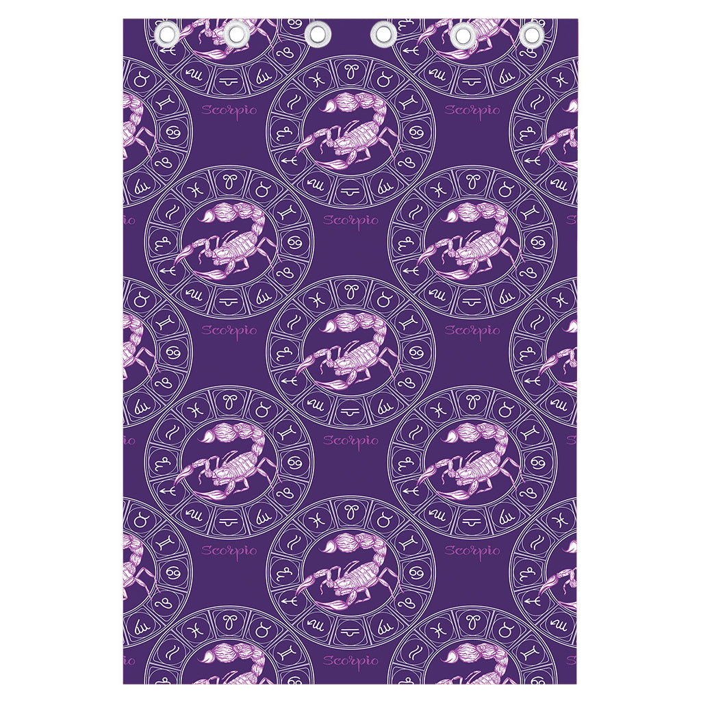 Purple Scorpio Zodiac Pattern Print Curtain