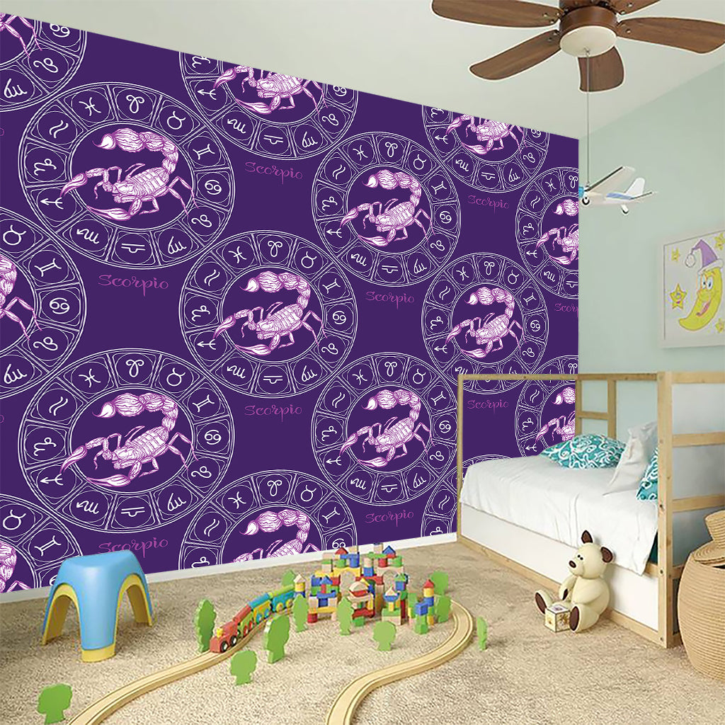 Purple Scorpio Zodiac Pattern Print Wall Sticker