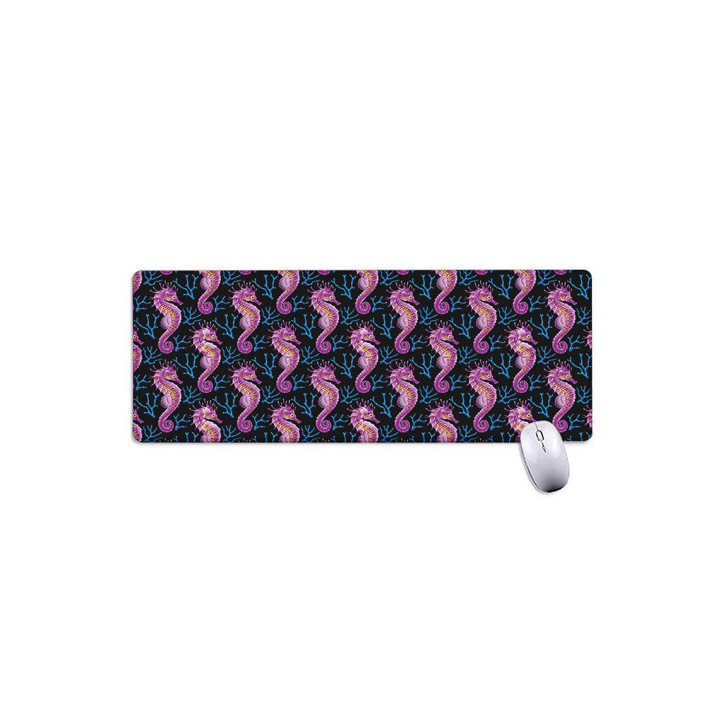 Purple Seahorse Pattern Print Extended Mouse Pad