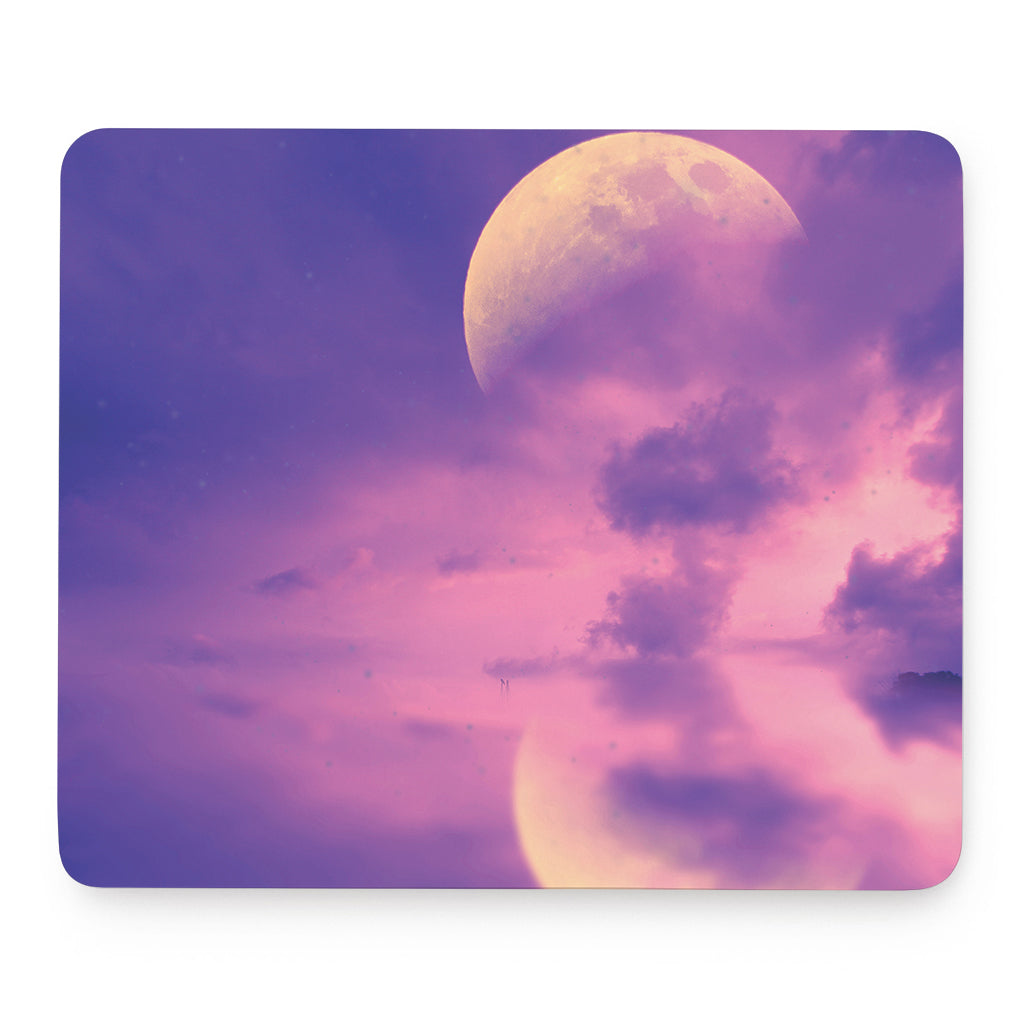 Purple Sky And Full Moon Print Mouse Pad