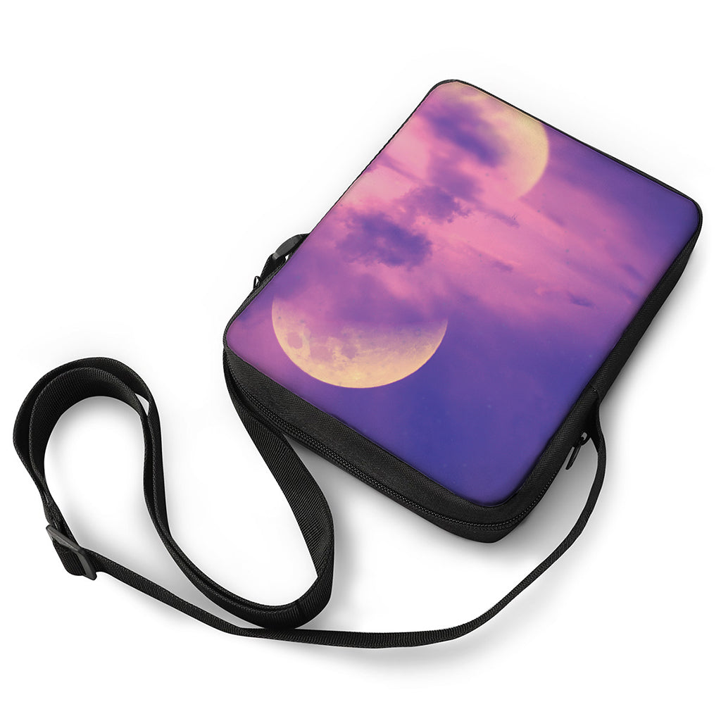 Purple Sky And Full Moon Print Rectangular Crossbody Bag